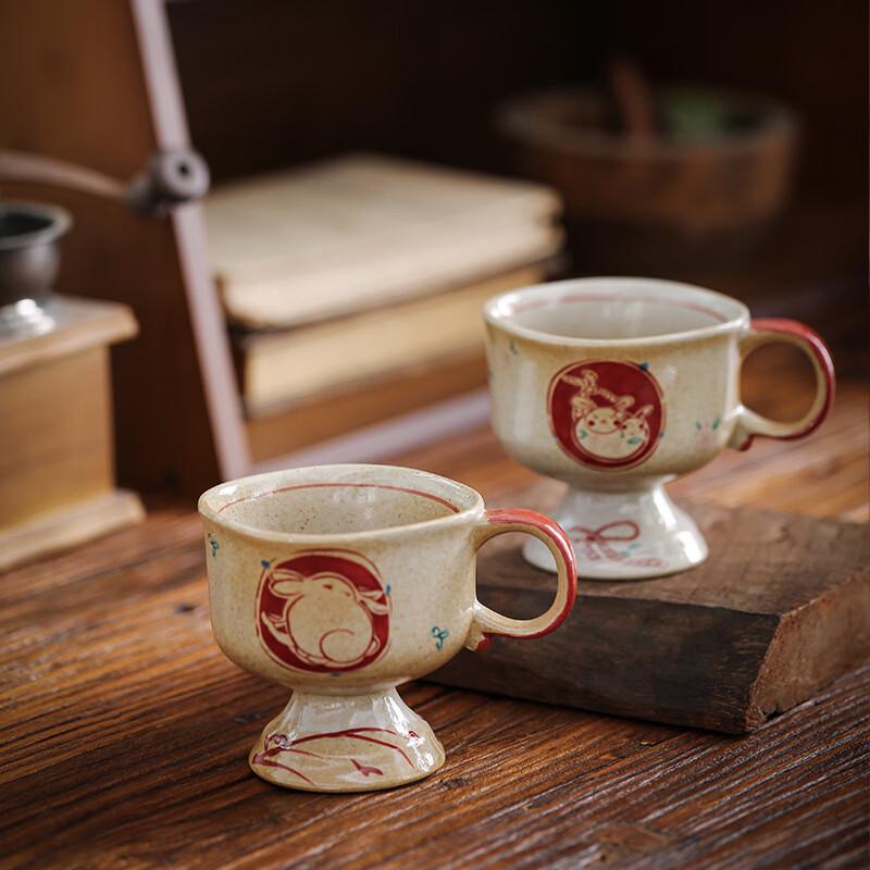 OLOEY Double Rabbit Vintage Ceramic Coffee Cup