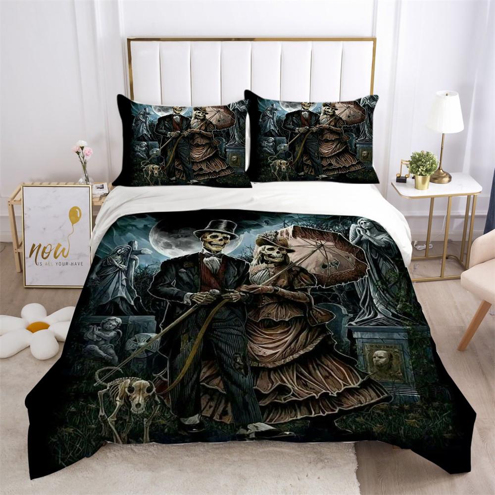 Narzuty na łóżka z nadrukiem czaszki 3D, rozmiar pojedynczy, poliester, projekt pościeli, miękkie, wysokiej jakości tekstylia domowe