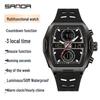 Sanda Dual Display Waterproof Barrel-Shaped Electronic Watch with Alarm for Students and Parties