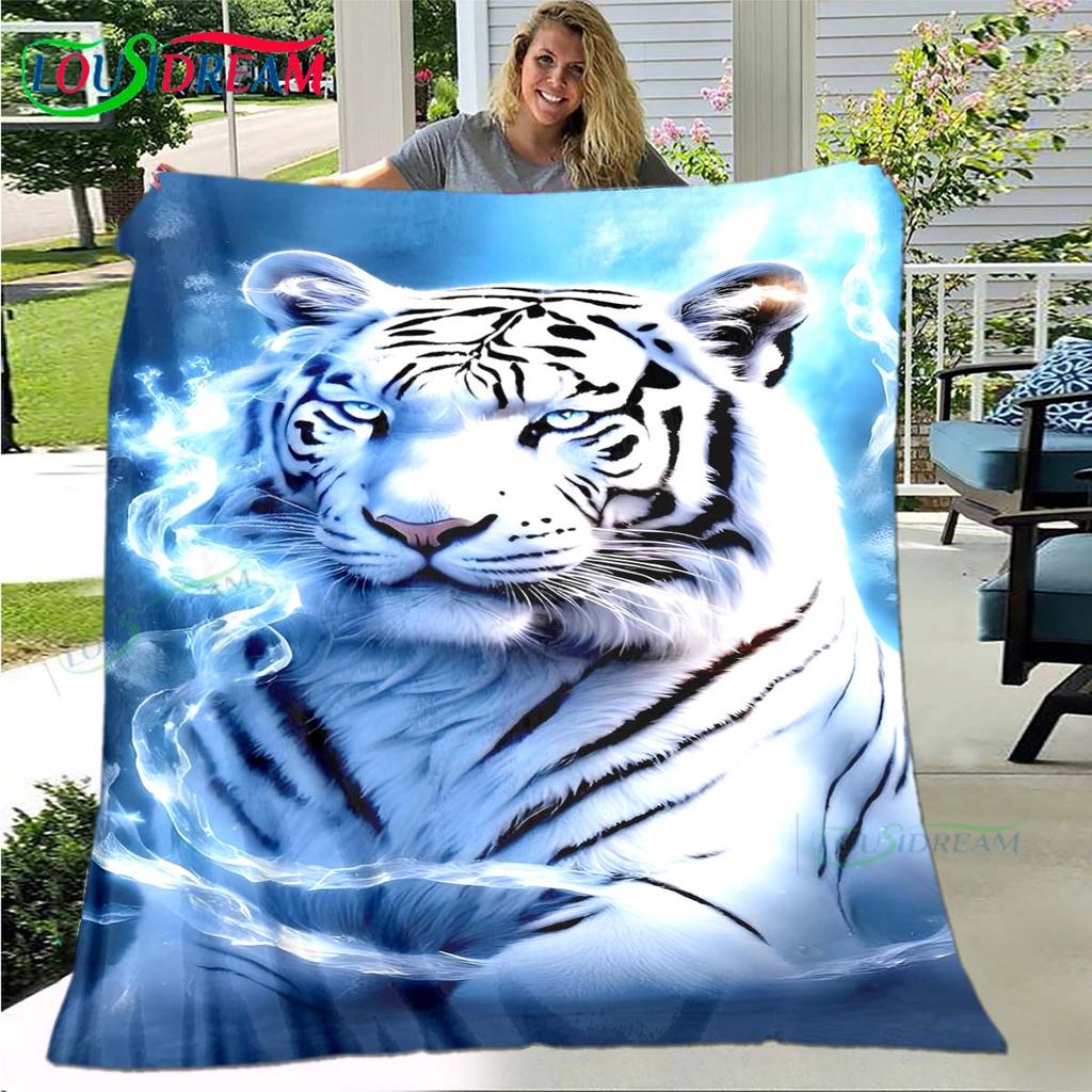 Hot Tiger Painting Print Flannel Adult and Children Blanket Sofa Bed Decoration Blanket Portable Blanket Bath Towel Gift