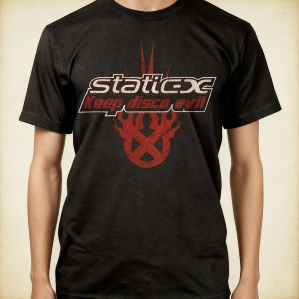 Nwt Static X Band Keep Disco Evil Cotton Black All Size Shirt For Men XXXXL