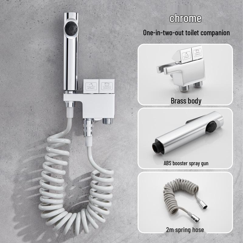 White Bathroom Bidet Toilet Spray Gun Set with Faucet Washer