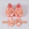 Baby Girl Princess Socks With Headband, Plush Bowknot Children's Socks Solid Color Kids Socks