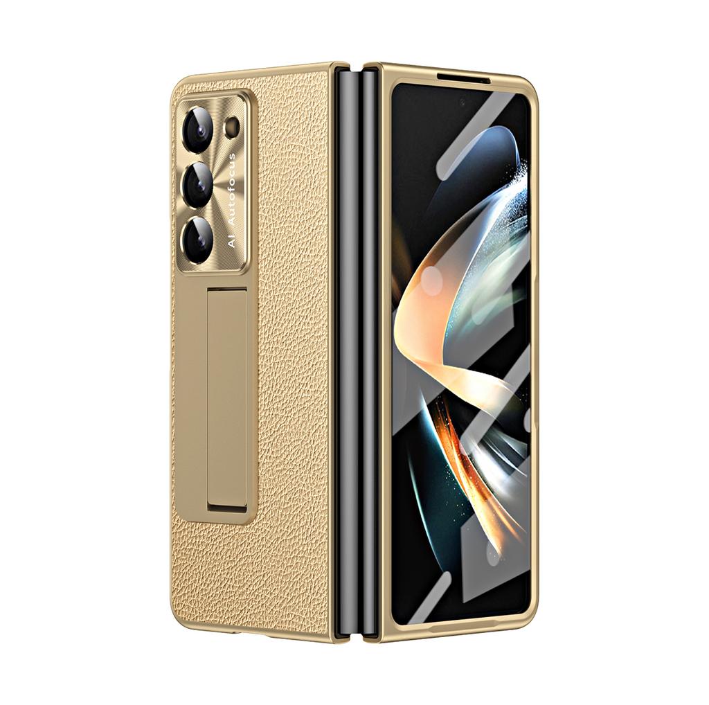 Leather for Samsung Galaxy Fold 6 5 4 3 Case Slim Hard Stand Protective Film Cover Stand Mental Holder Shockproof Luxury