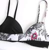 Women's Fashionable Printed Contrasting Color Sexy Split Bikini Swimsuit