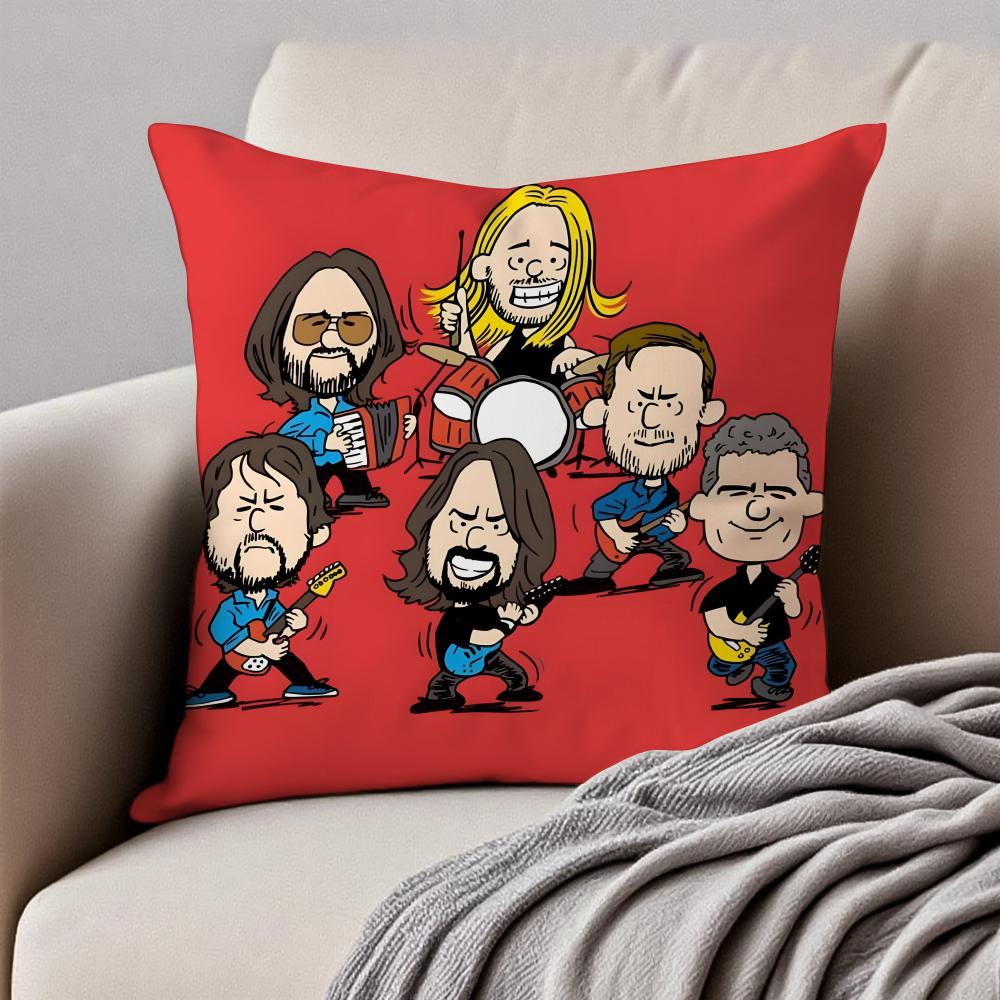 

Classic Rock American Band FFoo FFighters Cushion Cover Pillowcase Antidustmite Invisible Zipper Short Plush Sofa Cushion 30X30cm