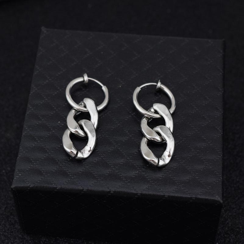 Titanium Steel Hip-Hop Chain Earrings – Japanese & Korean Style, Versatile European & American Trendsetting Ear Clips.