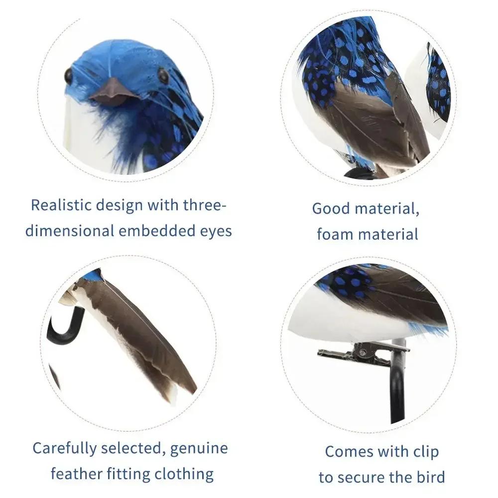 For New 2Pcs Artificial Birds Lifelike Parrot Model Garden Lawn Yard Ornaments Landscape Fake Feather Birds Figurines Home Decor