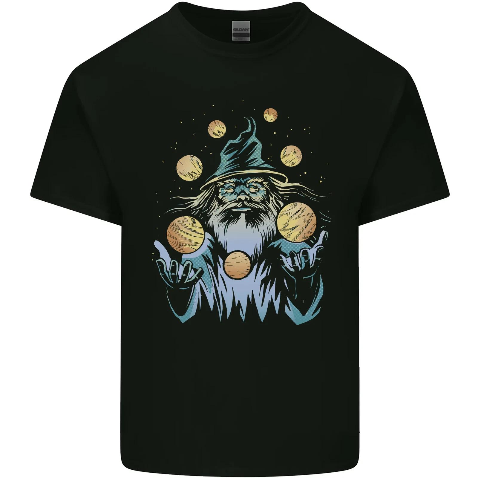 A Wizard Juggling Planets Space Fantasy Kids T-Shirt Childrens 2XL