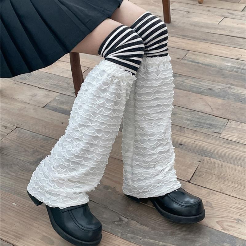 Campus Style Leg Warmers Gothic Ruffle Long Socks Leggings Gaiters Autumn Winter Flare Cuffs Ankle Heaps Socks
