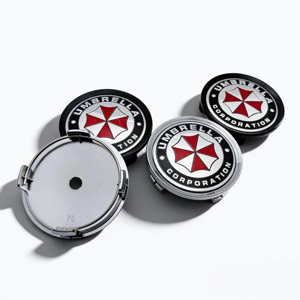 4pcs Umbrella Logo Emblem Badge Car Wheel Center Caps OD 75MM 70MM Wheels Hub Cap Rim Hubcaps Dust Cover Replace Car Accessories