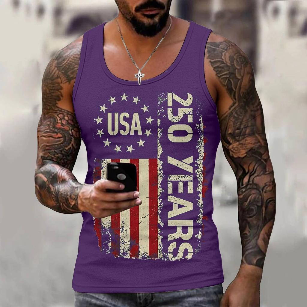 Men 4th Of Shirts USA Muscle Sleeveless Shirt Patriotic Tank Tops