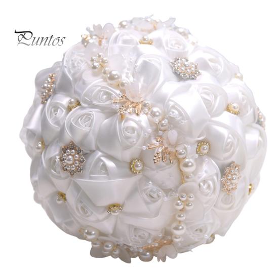 Wedding Ceremony Flower Decorations Artificial Silk Rose Bridal Bouquet with Chiffon Ribbon, Toss Flowers for Ceremony, Bouquets Bridesmaids Flowers,