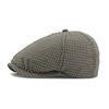 Men's Retro Octagonal Cap British Cap Plaid Forward Cap Plaid Newsboy Cap