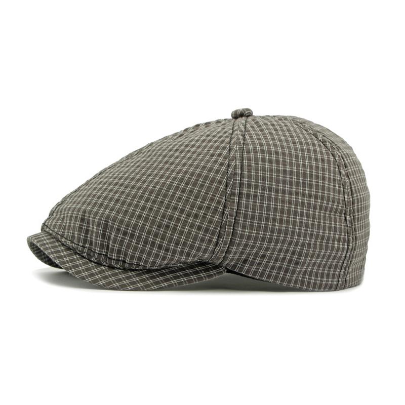 Șapcă Octogonală Retro pentru Bărbați Șapcă Britanică Șapcă Plaid Șapcă Newsboy Plaid