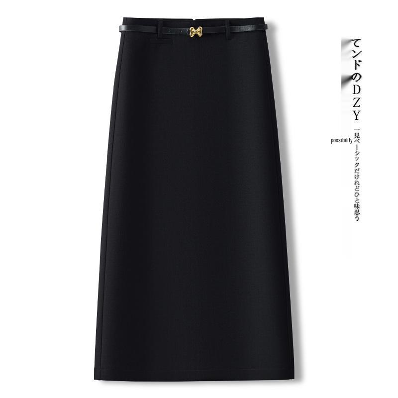 

High-End Gray A-Line Midi Skirt for Women - 2025 Spring and Autumn Collection 29/XL for 115-125 jin