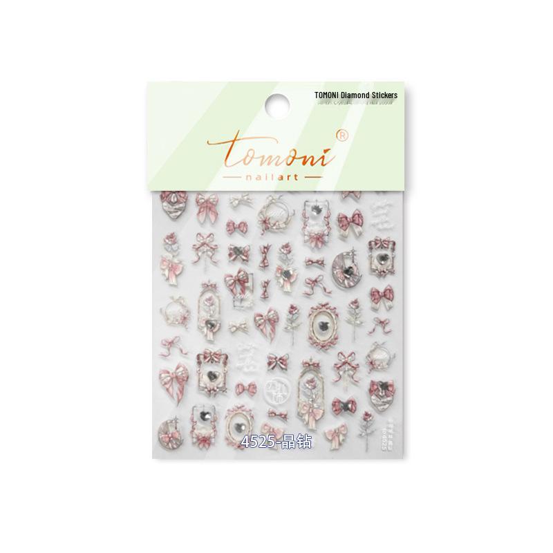 

Наклейки для нігтів та чохла для телефону Tomoni Crystal - Дизайн з ретро червоним бантом, тренд на Xiaohongshu