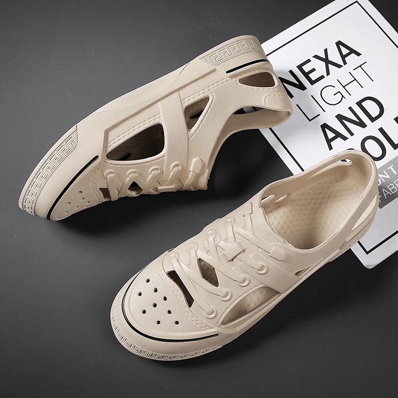 Mode 2024 Reise-Sandalen Neue Atmungsaktive Herren-Freizeitschuhe Ausgehöhlte Rutschfeste Slipper Markendesign Schuhe Handgefertigte Lässige Strandschuhe