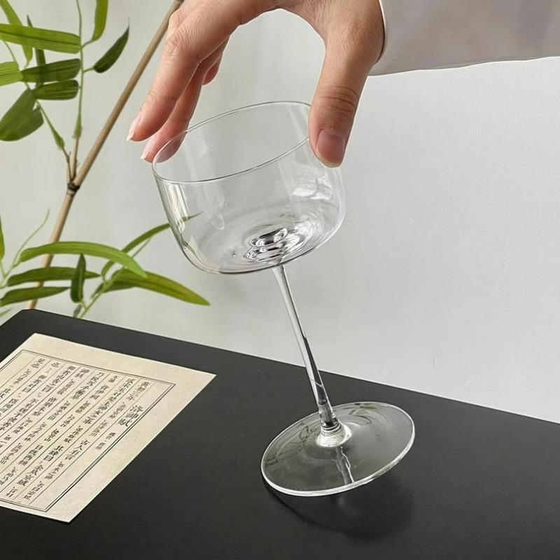 Japanese Style Thin Cocktail Glasses Cups Atmosphere High-foot Glass Square Champagne Cup Transparent Cocktail Glass Cups