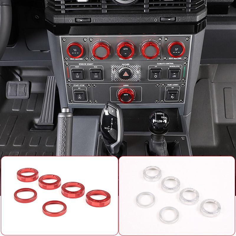 For INEOS Grenadier 2020-2026 Aluminum Alloy Red Car Central Control Air Conditioning Volume Knob Ring Decorative Accessories