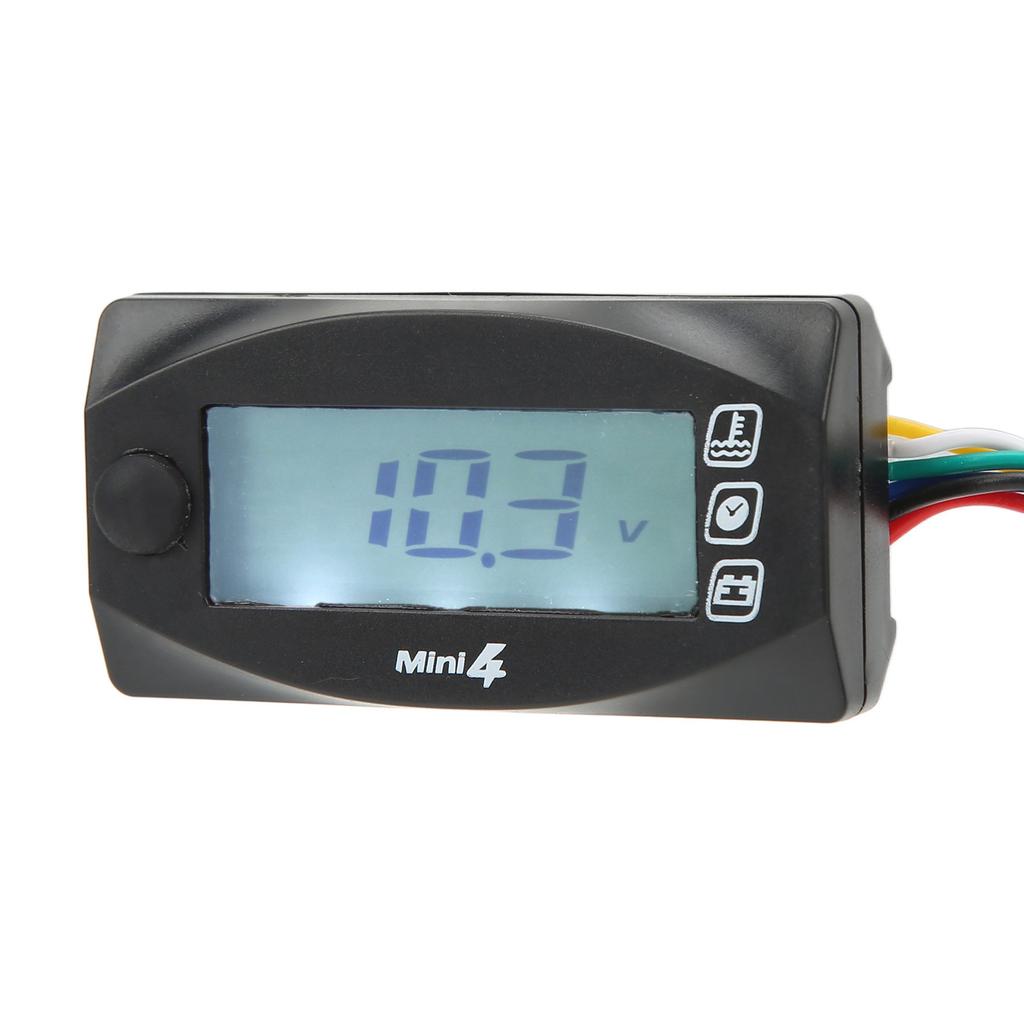 4 In 1 Motorcycle Thermometer Engine Oil Temp Voltage Time LCD Digital Display 12V