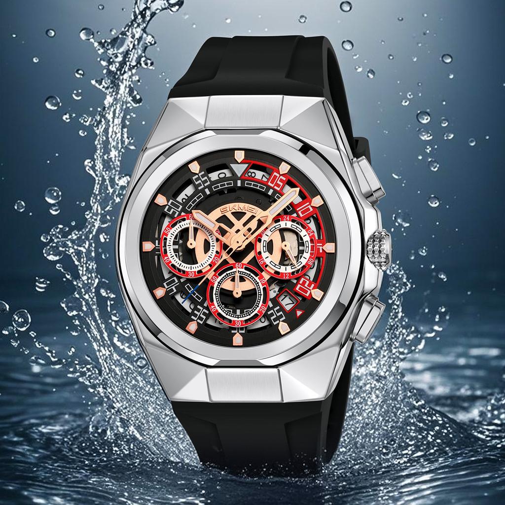 Men's Watch Calendar Chronograph Multifunctional Quartz Watch Hollow Dial Waterproof Luminous Watch Merchant