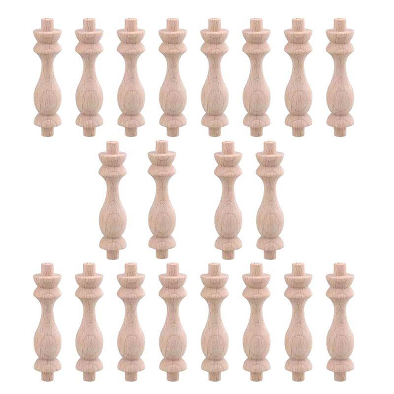 A84E-40 Pcs 7.6X1.8Cm Beech Unpainted Unfinished Wood Craft Spindles Baluster For Home Restaurant Decor Repair Decoration