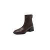 Krazing Pot Microfiber Autumn Winter Shoes Thick Med Heels Size 43 Chelsea Boots Zipper Ankle Boots