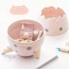 Kids Egg Shape Pen Holder Adorable Cartoon Replacement Dotted Solid Color Pencil Glue Container Organizer Birthday Gift