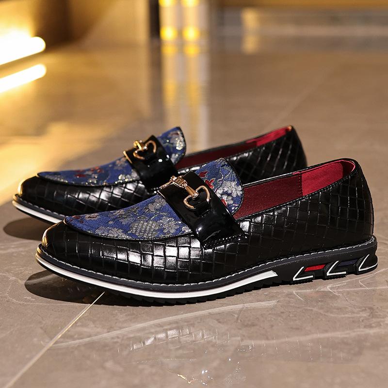 Brand Men Leather Shoes Luxury Print Dress Shoes High Quality Slip On Men Loafers Fashion Designer Party Wedding Footwear 38-50