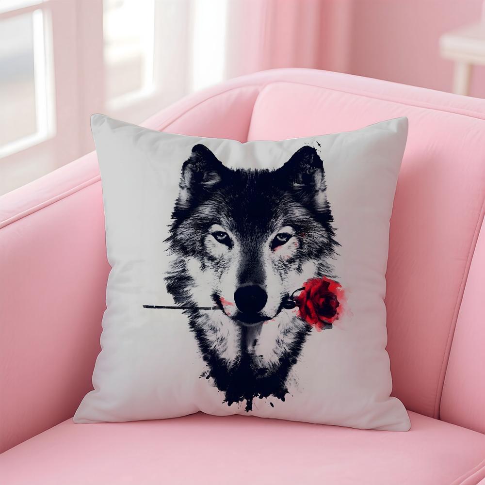 Gray Wolf Cushion Cover Linen Cushion Cover Soft Decorative Case For Sofa Home Decor