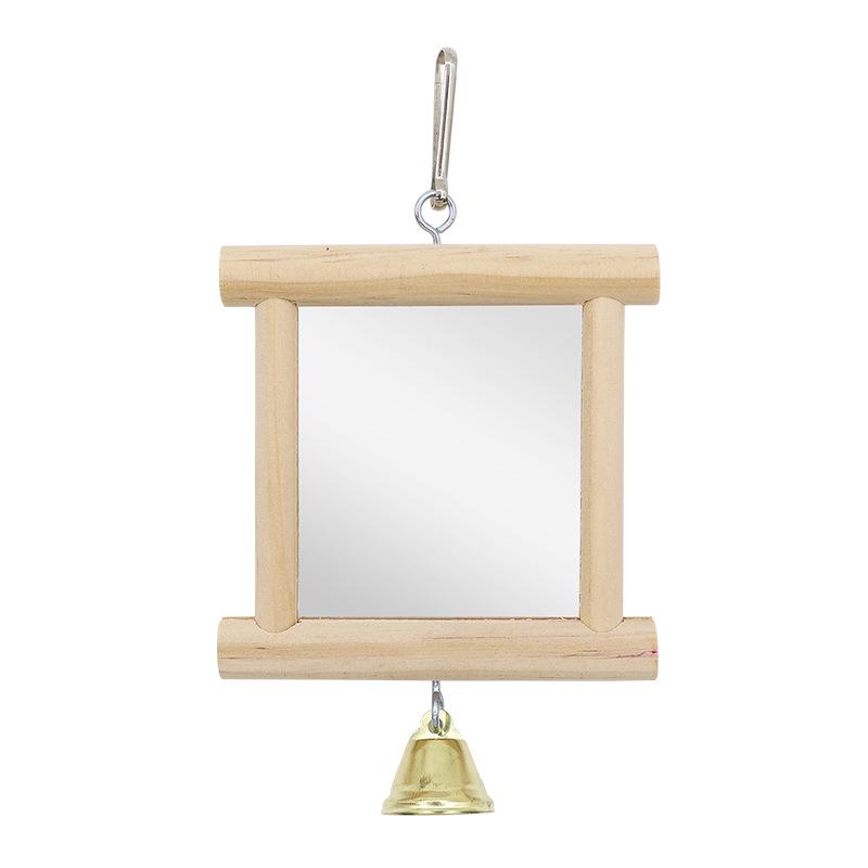 Bird Mirror and Perch Set: Parrot Toy for Balcony and Cage
