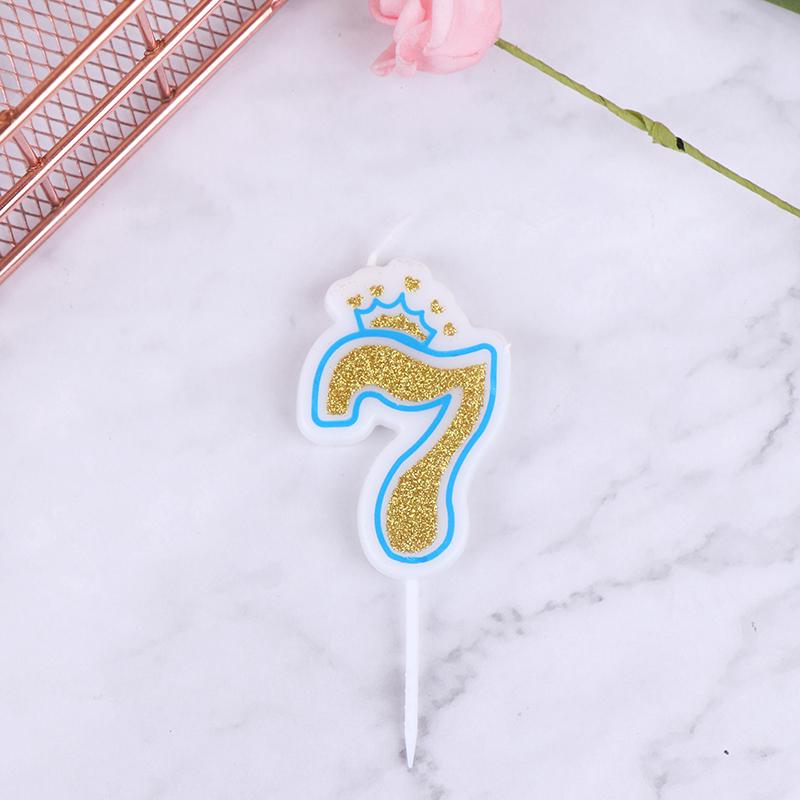 Praktyczna korona do pieczenia cyfrowa powierzchnia świecy złoty brokat z obramowaniem różowa niebieska świeca dekoracja na tort urodzinowy