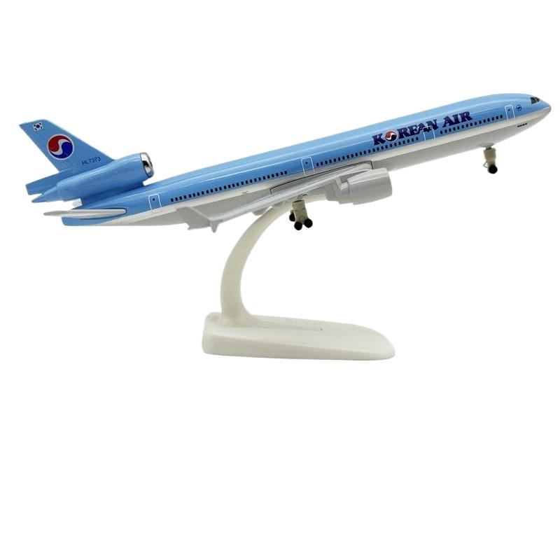 

20cm MD11 Korean Air Airplane Scale Aircraft Diecast Alloy Metal Aircraft Toy MD-11 Plane Toy for Boys with Stand Model for Gift синий