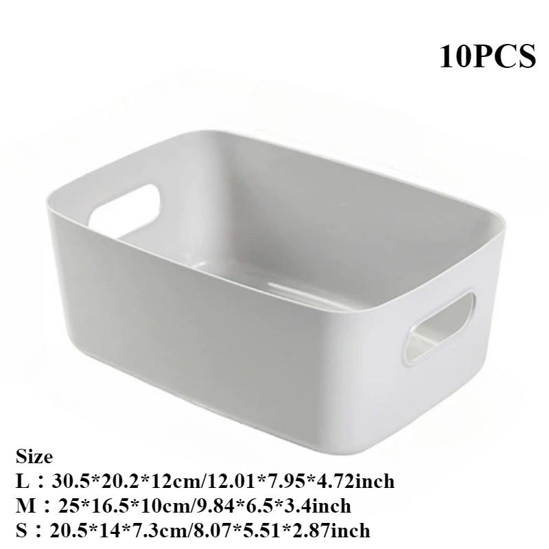 10Pcs Plastic storage box, desktop large storage box, cosmetics and miscellaneous items sorting, dormitory storage box