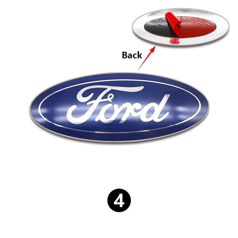 12.5x5cm Aluminum Overlay Emblem For Ford Focus 3 Fiesta Fusion Front Grille Badge Escape Kuga Transit Edge Mondeo Auto Parts