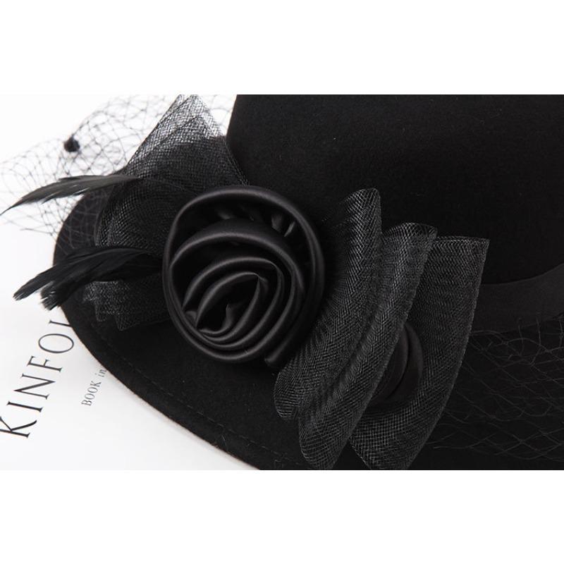 Women S French Hepburn Style Large Brim Hat For Autumn Winter Elegant Lady