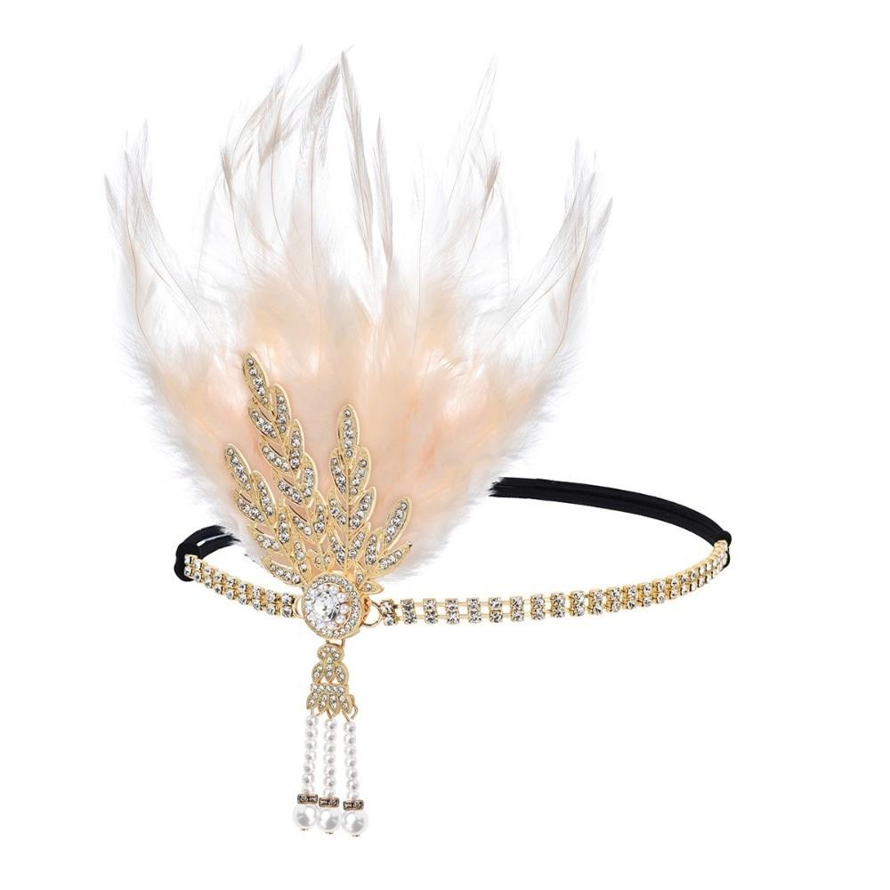 Black Sequin Feather Headwear Rhinestone Beaded Korean Style Headband  Cosplay Event