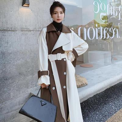 Women's Trench Coat Women's Long Spring and Autumn Korean Style Goddess Style Large Lapel Trench Coat