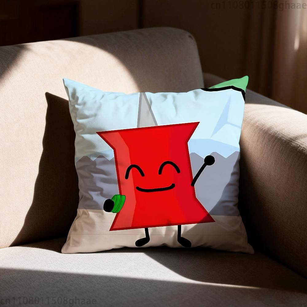 Funny Anime BFDI Pillow Case Antidustmite Pillowcase Invisible Zipper Silky Short Plush Sofa Cushion Cover