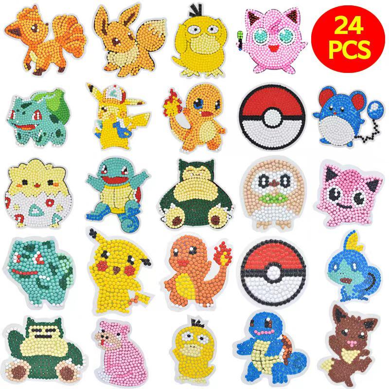 DIY Pikachu Diamond Painting Stickers - Cartoon Anime Pokemon Craft for Kids