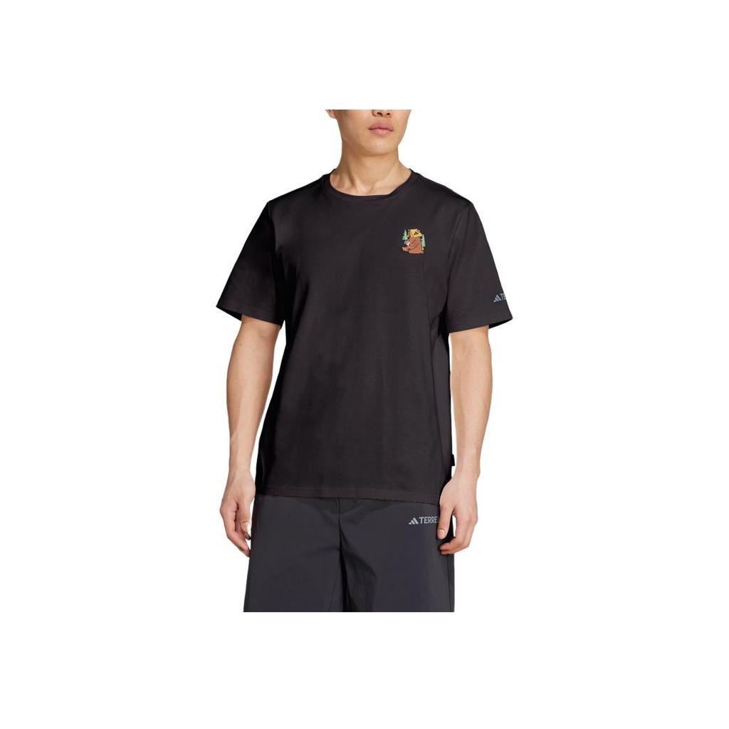 adidas Terrex Polygiene Graphic Crew Neck Sports Short Sleeve T-Shirt Unisex Tops Black KA5149