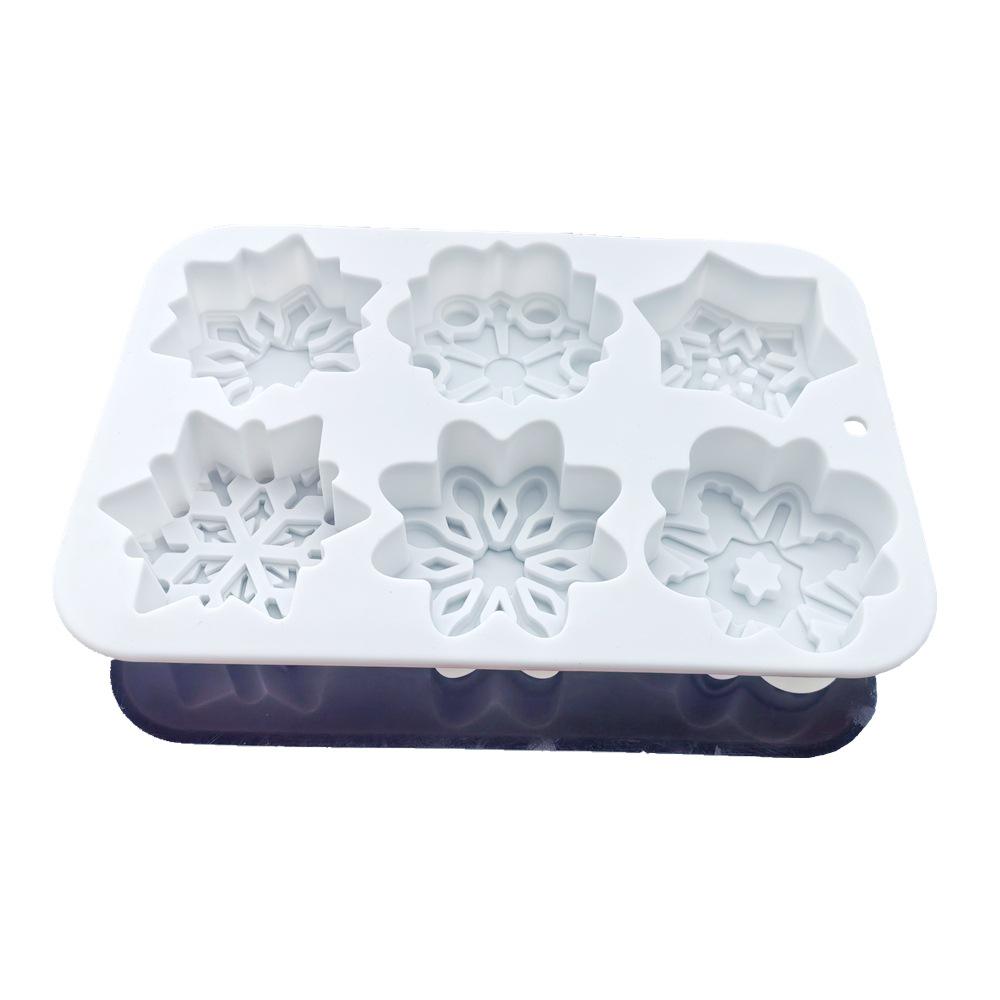 6-dutá silikonová forma na vánoční sněhové vločky: Fondán, Dort, Čokoláda, Pečení & Nástroj na svíčky