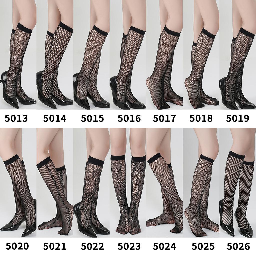Sexy Fishnet Stockings Hollow Out Woman Socks Transparent Knee High Socks Gothic Lolita Japanese Mid-tube Female Socks S33