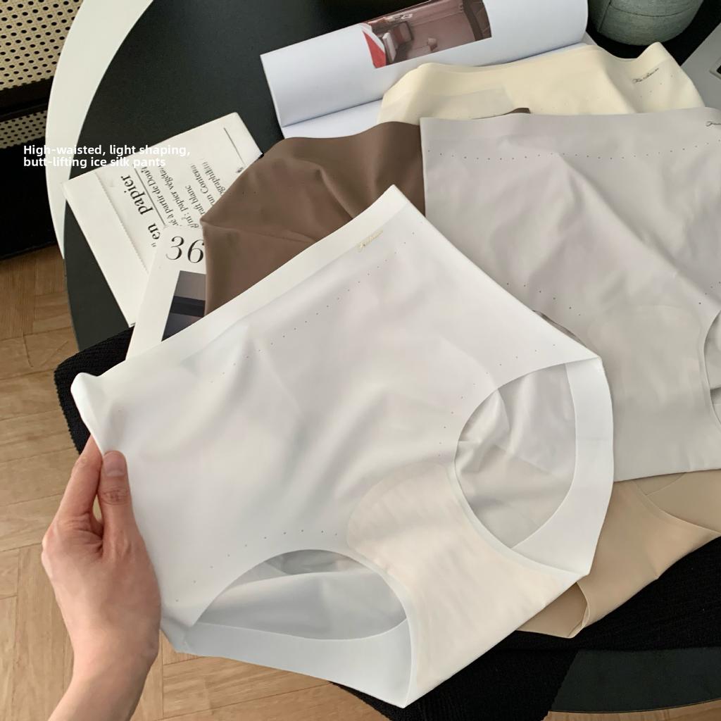 Ladies Summer Speed Dry Ice Silk High Waist Abdominal Lift Hip Breather Not Clip Hip Extension Crotch Triangle Briefs