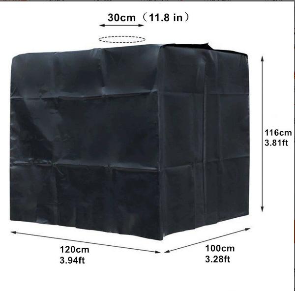 

IBC Tote Cover For Water Tank 275 Gallon Green IBC Tank Cover Dustproof 1000L 800L 600L 300L 210D Oxford Fabric Protective Cover 1000L L120W100H116CM чёрный