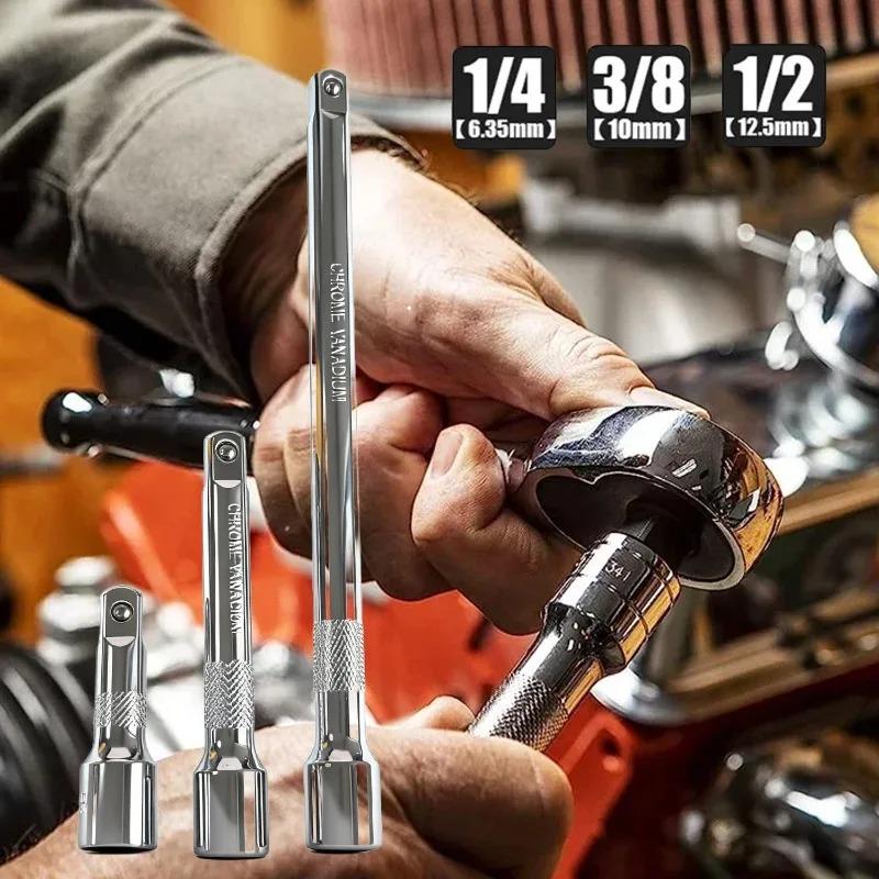 3pcs Socket Extension Bar Set 1/4" 3/8" 1/2" Drive Long Extension Rod for Ratchet Wrench Automotive Repair Tool Accessories