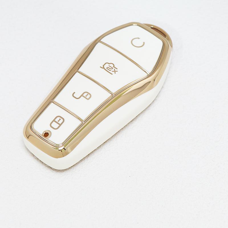 

Gold Edge TPU Auto Interior Accessories Car Remote Key Case Fob For BYD Han EV Dolphin Qin Plusdmi Atto 3 Protection Cover Shell белый
