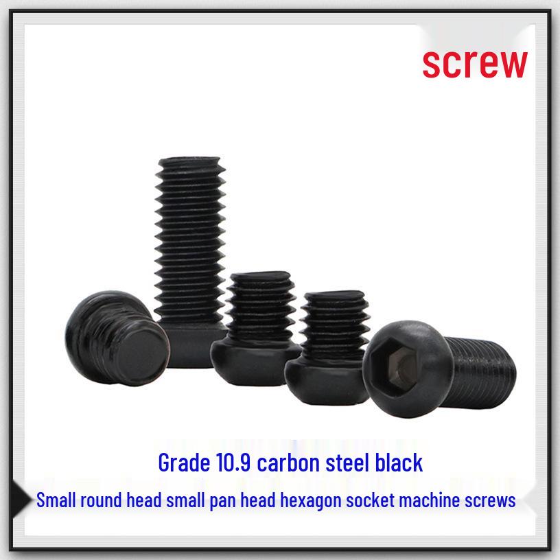 

10.9 Grade Black Hex Socket Screws - Button, Pan, and Small Round Head - M3, M4, M6, M6*0.75. M4*10*5.5 head diameter [50 pcs]