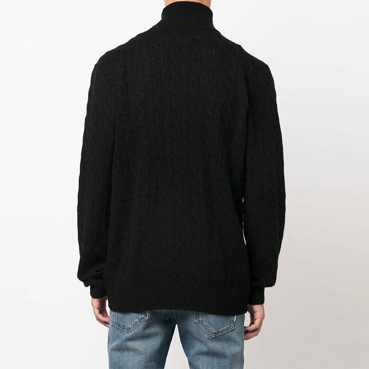 Polo Ralph Lauren Solid Color Embroidered High Neck Pullover Knit Sweater Men Sweater Black 710876836-002